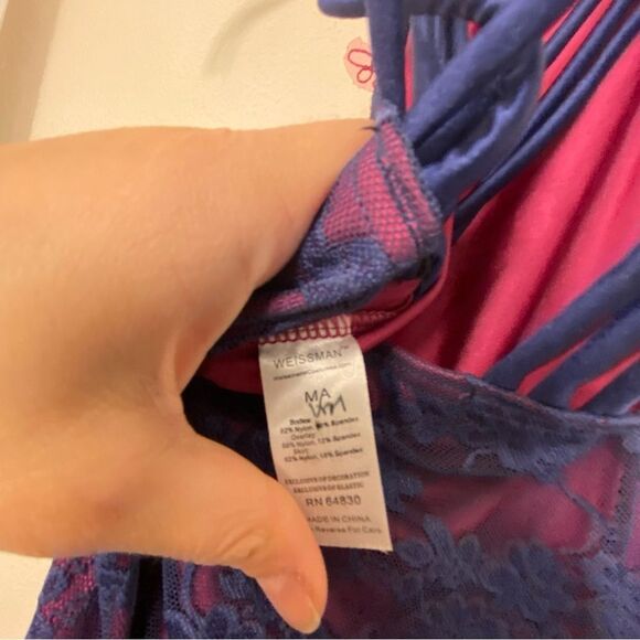 WEISSMAN Elite Dance Costume navy pink lace This Years Love 11227 MA adult - Picture 9 of 12